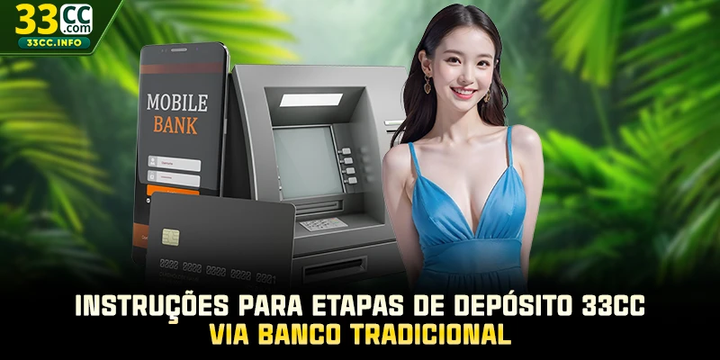 Instruções para etapas de depósito 33CC via banco tradicional