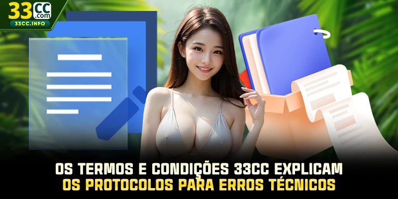 Os termos e condições 33CC explicam os protocolos para erros técnicos