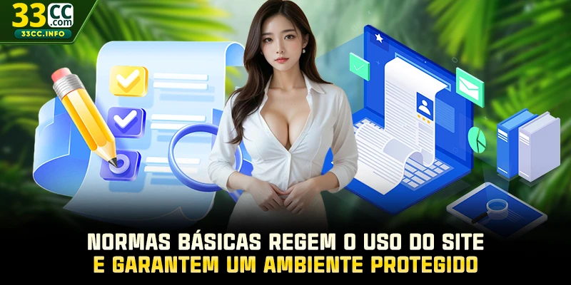 Normas básicas regem o uso do site e garantem um ambiente protegido